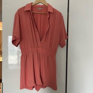 BCBGeneration Button Front Romper in Peach